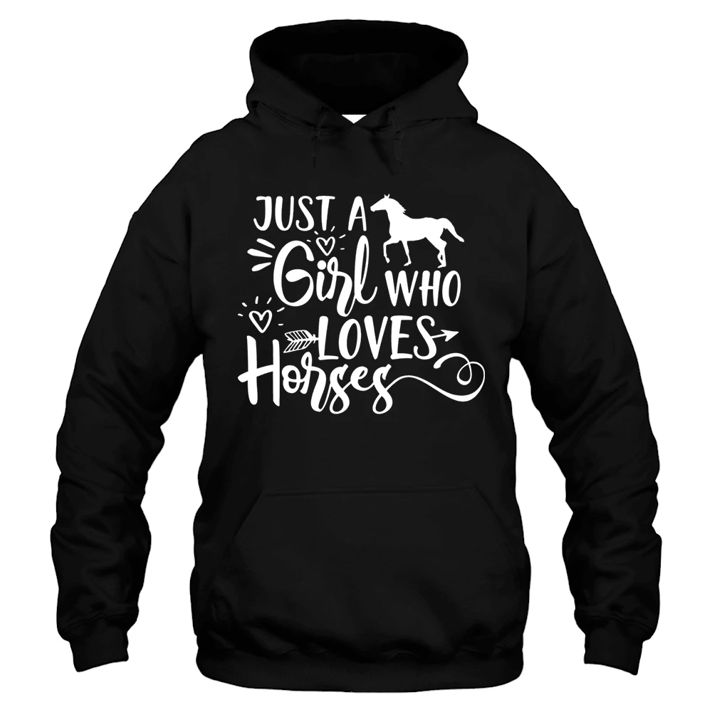 Just A Girl Who Loves Horses Hoodie - Black