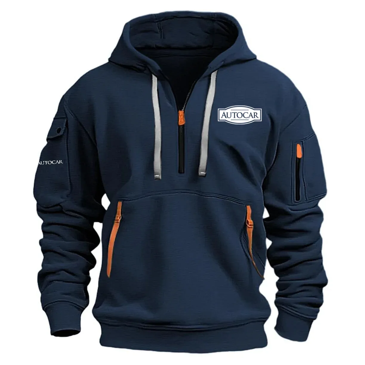 Autocar Exclusive Logo Long Sleeve Half-Zip Hoodie Sweatshirt with Arm Pocket HNT1124AOZ