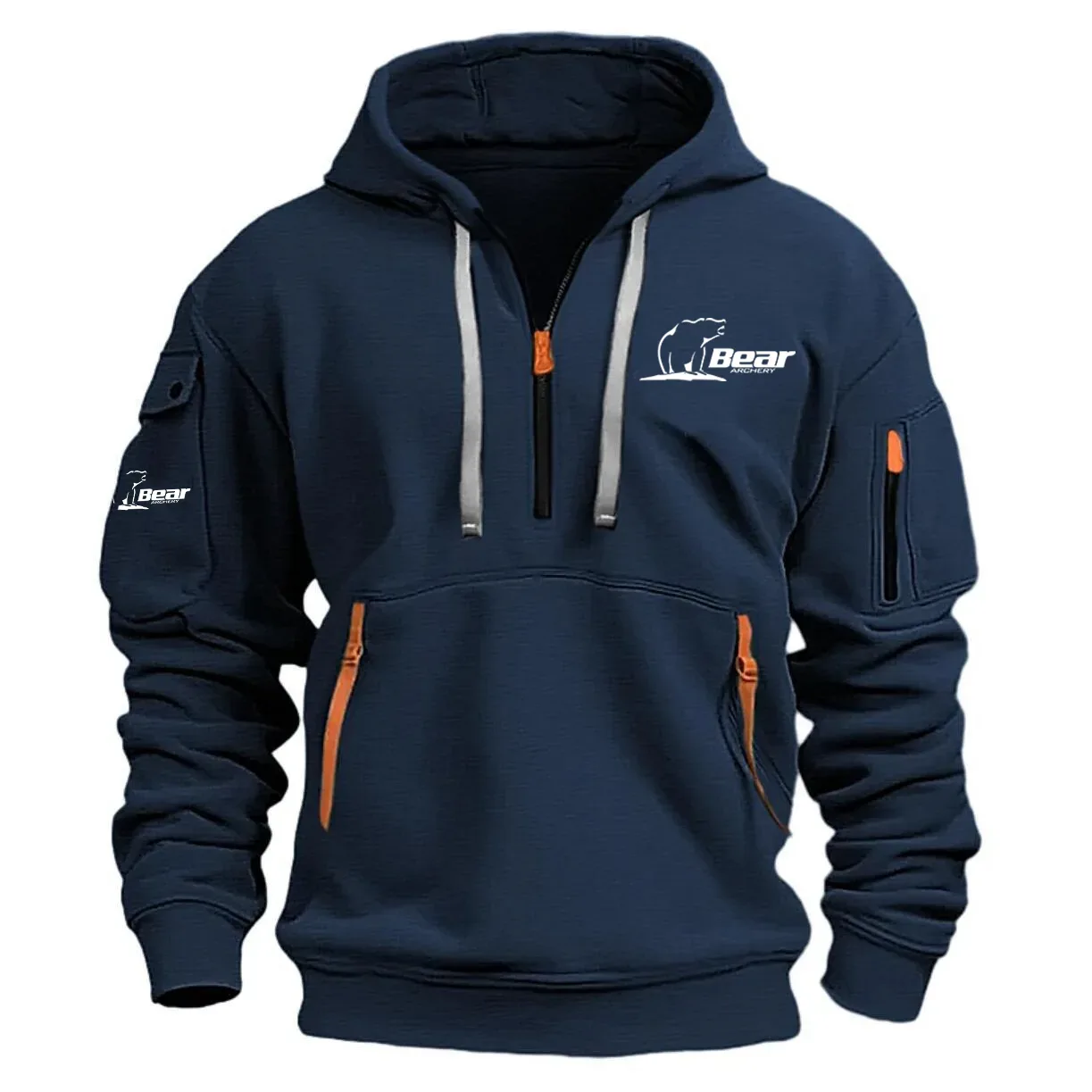 Bear Archery Exclusive Logo Long Sleeve Half-Zip Hoodie Sweatshirt with Arm Pocket HNT2511BAZ