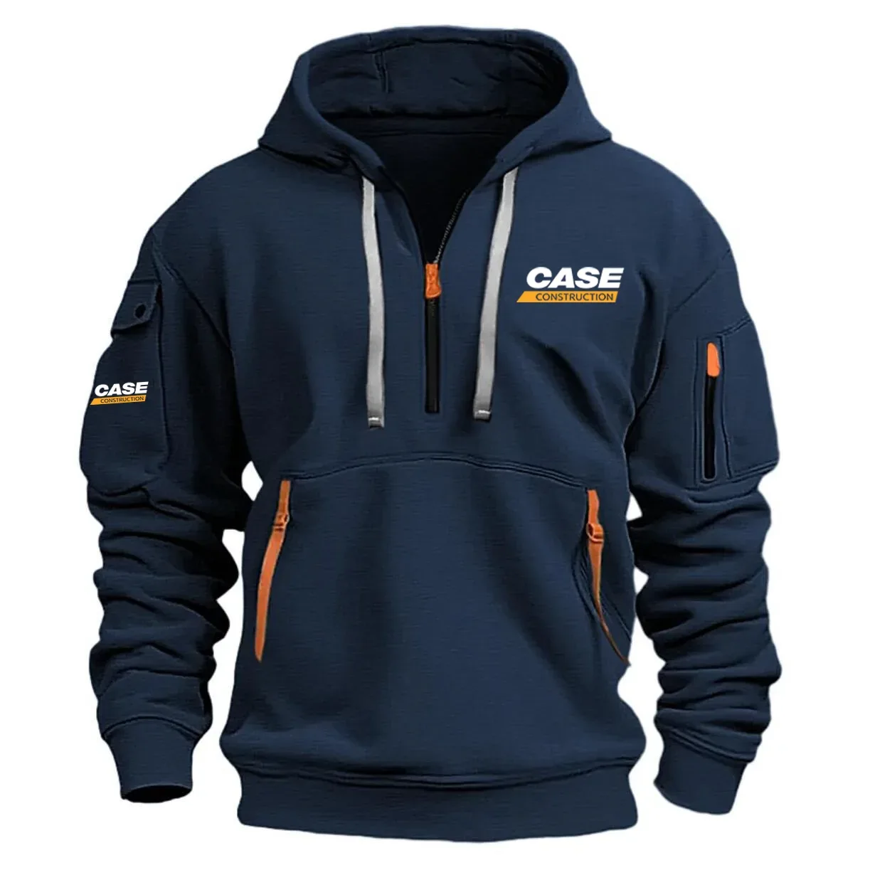 Case Construction Exclusive Logo Long Sleeve Half-Zip Hoodie Sweatshirt with Arm Pocket HNT1124CCZ