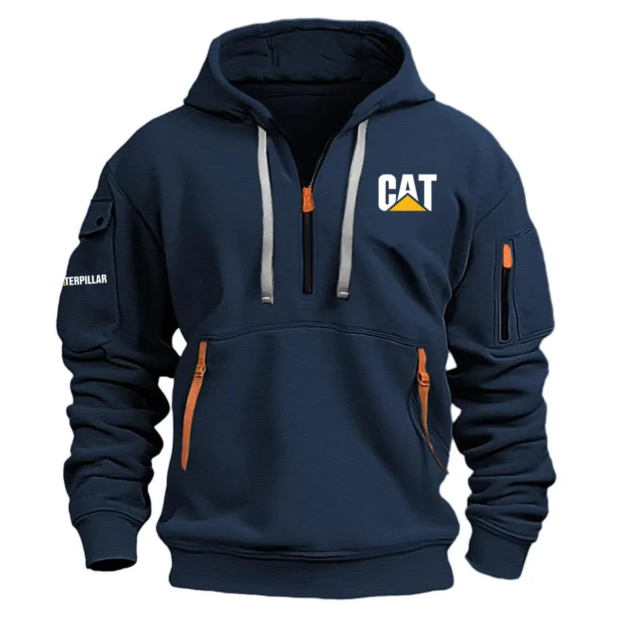 Caterpillar Exclusive Logo Long Sleeve Half-Zip Hoodie Sweatshirt with Arm Pocket HNT1124CTZ