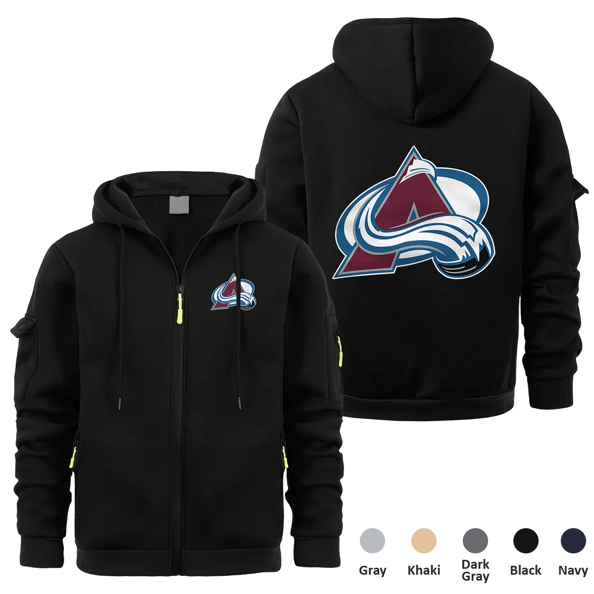 Colorado Avalanche NHL Exclusive Logo Full Zipper Sweatshirt Hoodie with Arm Pocket HNT241114CAFZH - Black