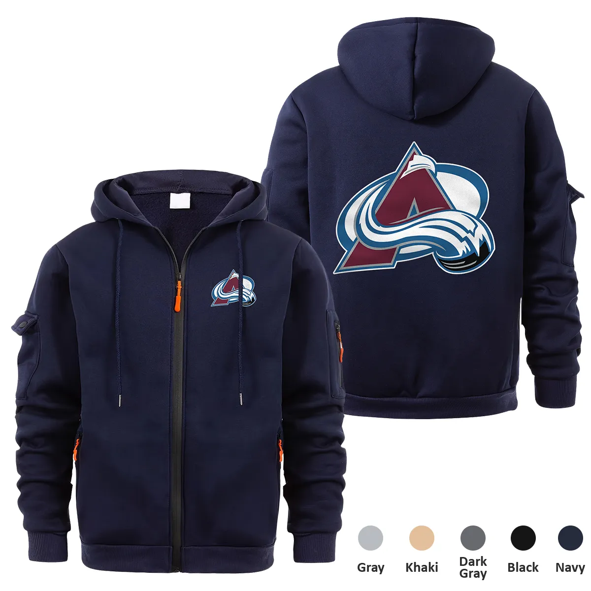 Colorado Avalanche NHL Exclusive Logo Full Zipper Sweatshirt Hoodie with Arm Pocket HNT241114CAFZH - Navy