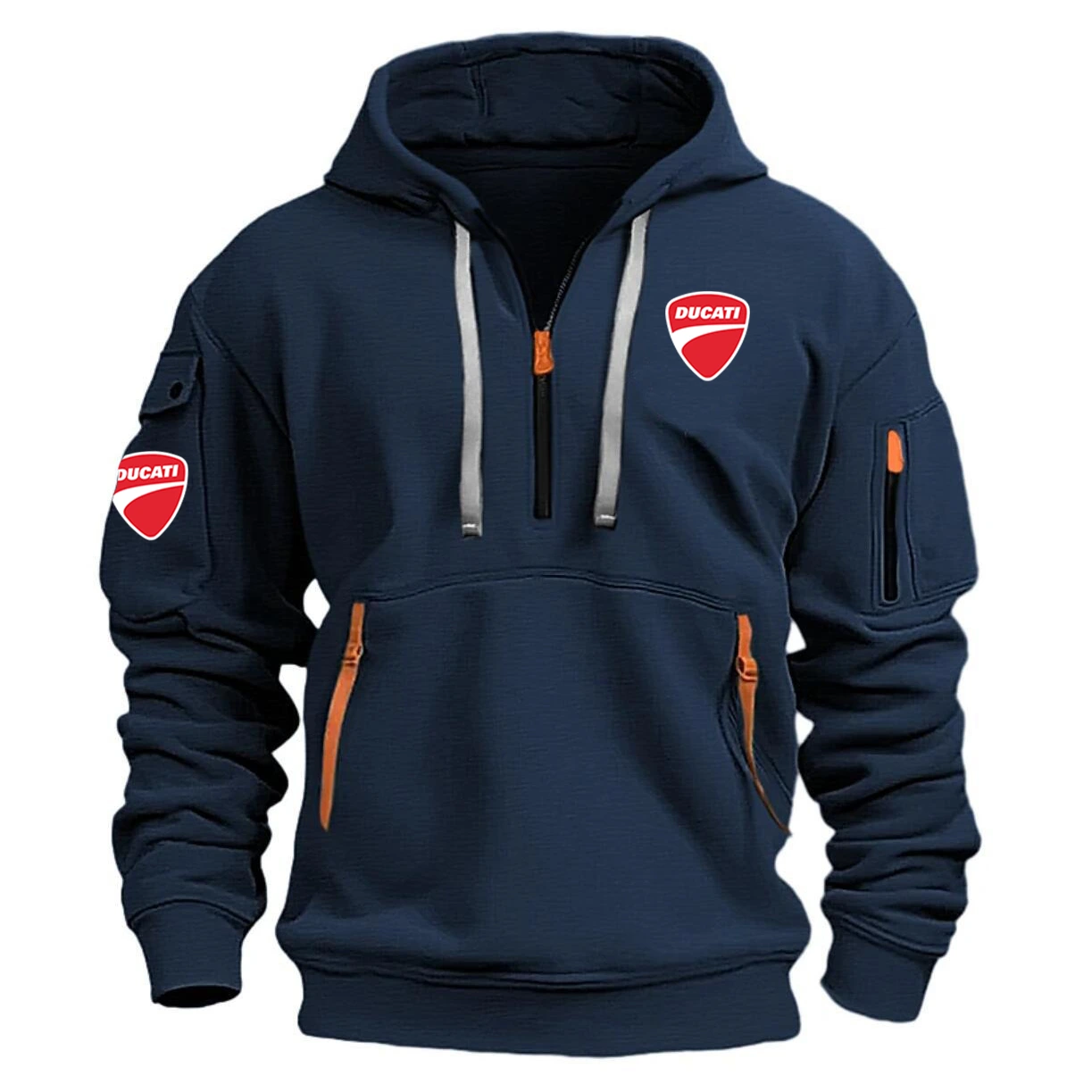 Ducati Exclusive Logo Long Sleeve Half-Zip Hoodie Sweatshirt with Arm Pocket OSMTBHHZ1211DCZ