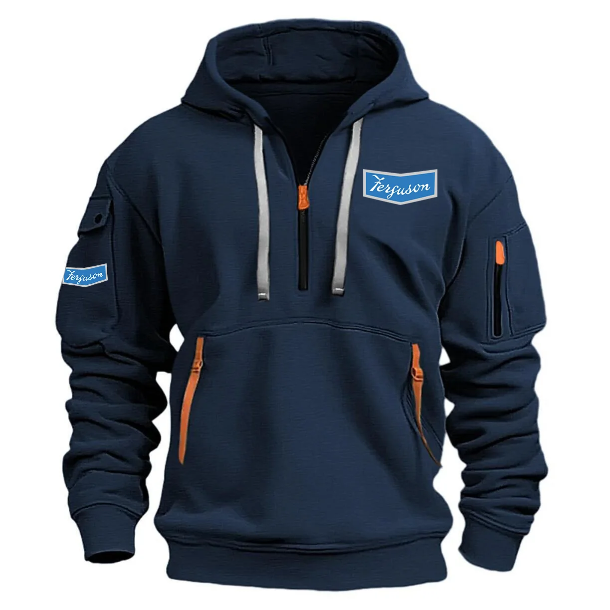 Ferguson Exclusive Logo Long Sleeve Half-Zip Hoodie Sweatshirt with Arm Pocket HNT1124FEGZ