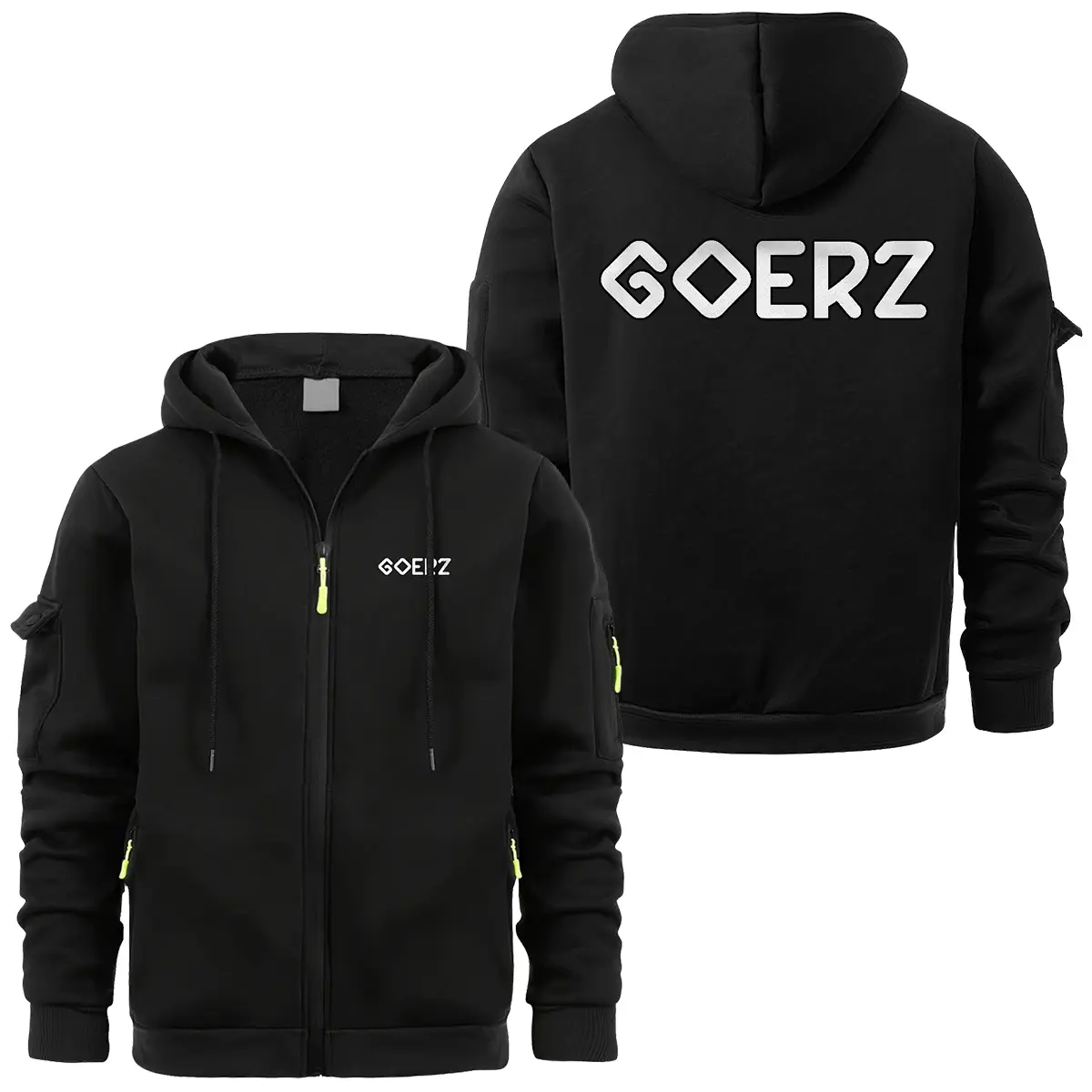 Goerz Optical Photography Videography Exclusive Logo Full Zipper Sweatshirt Hoodie with Arm Pocket HNT241114A1GRZFZH - Black