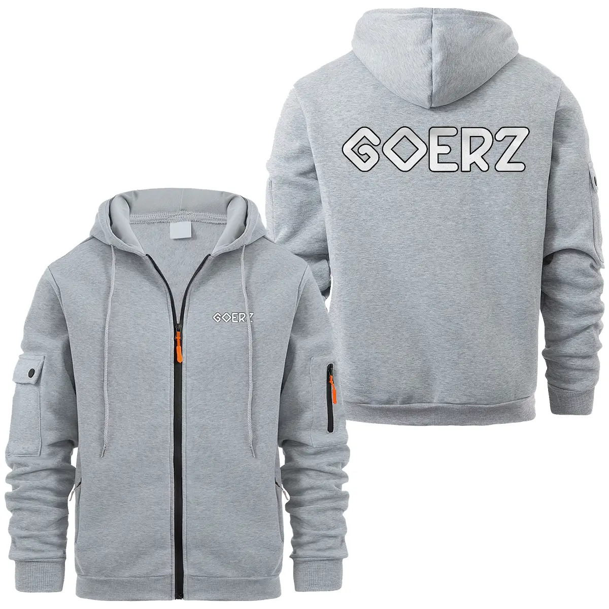 Goerz Optical Photography Videography Exclusive Logo Full Zipper Sweatshirt Hoodie with Arm Pocket HNT241114A1GRZFZH - Gray