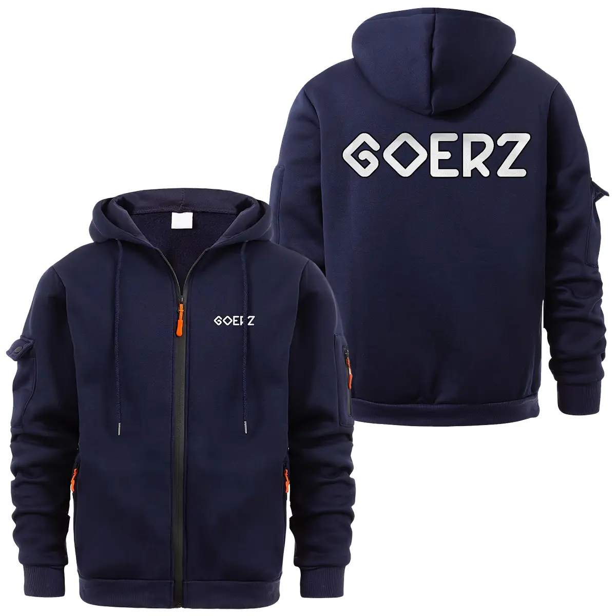 Goerz Optical Photography Videography Exclusive Logo Full Zipper Sweatshirt Hoodie with Arm Pocket HNT241114A1GRZFZH - Navy