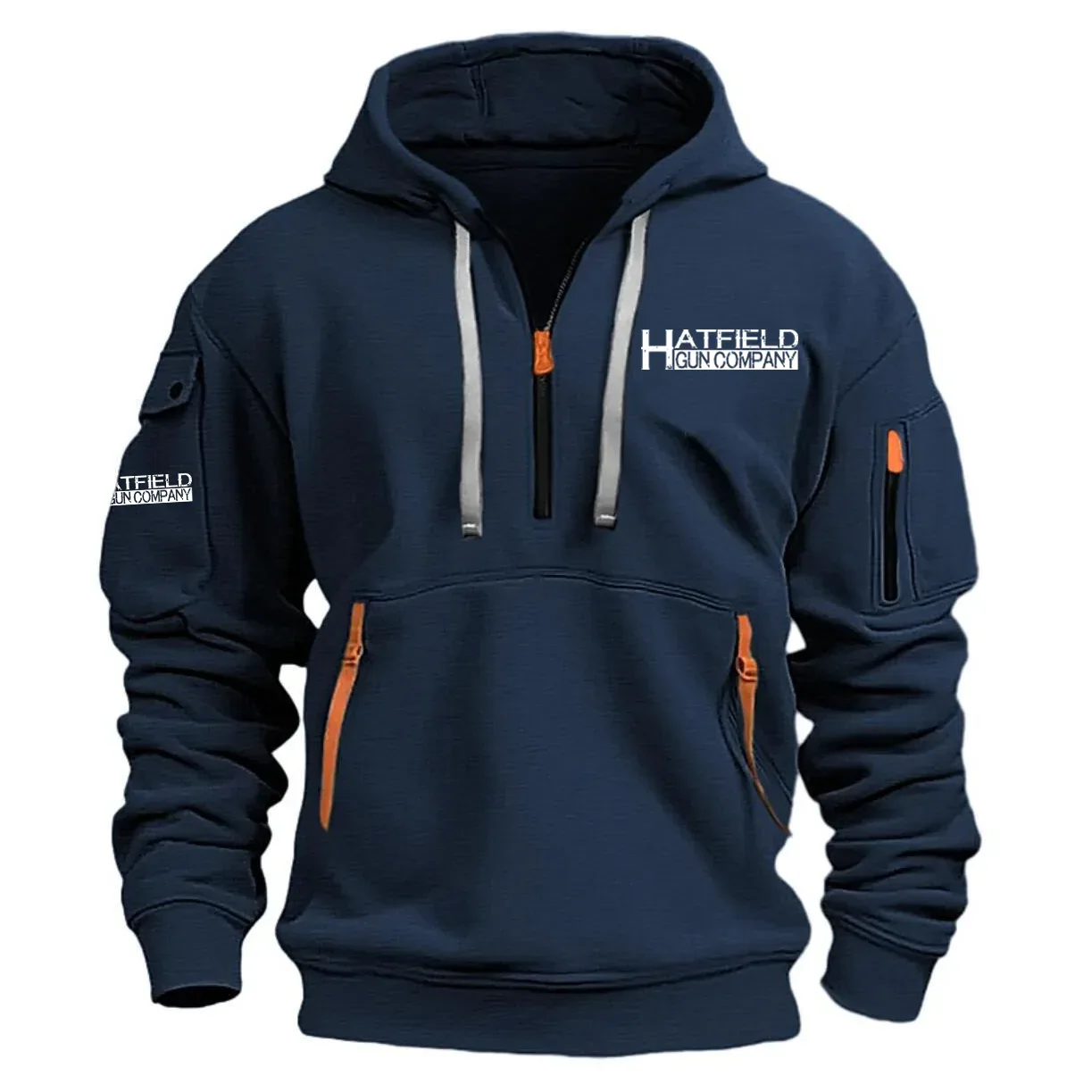 Hatfield Exclusive Logo Long Sleeve Half-Zip Hoodie Sweatshirt with Arm Pocket HNT2511HTZ