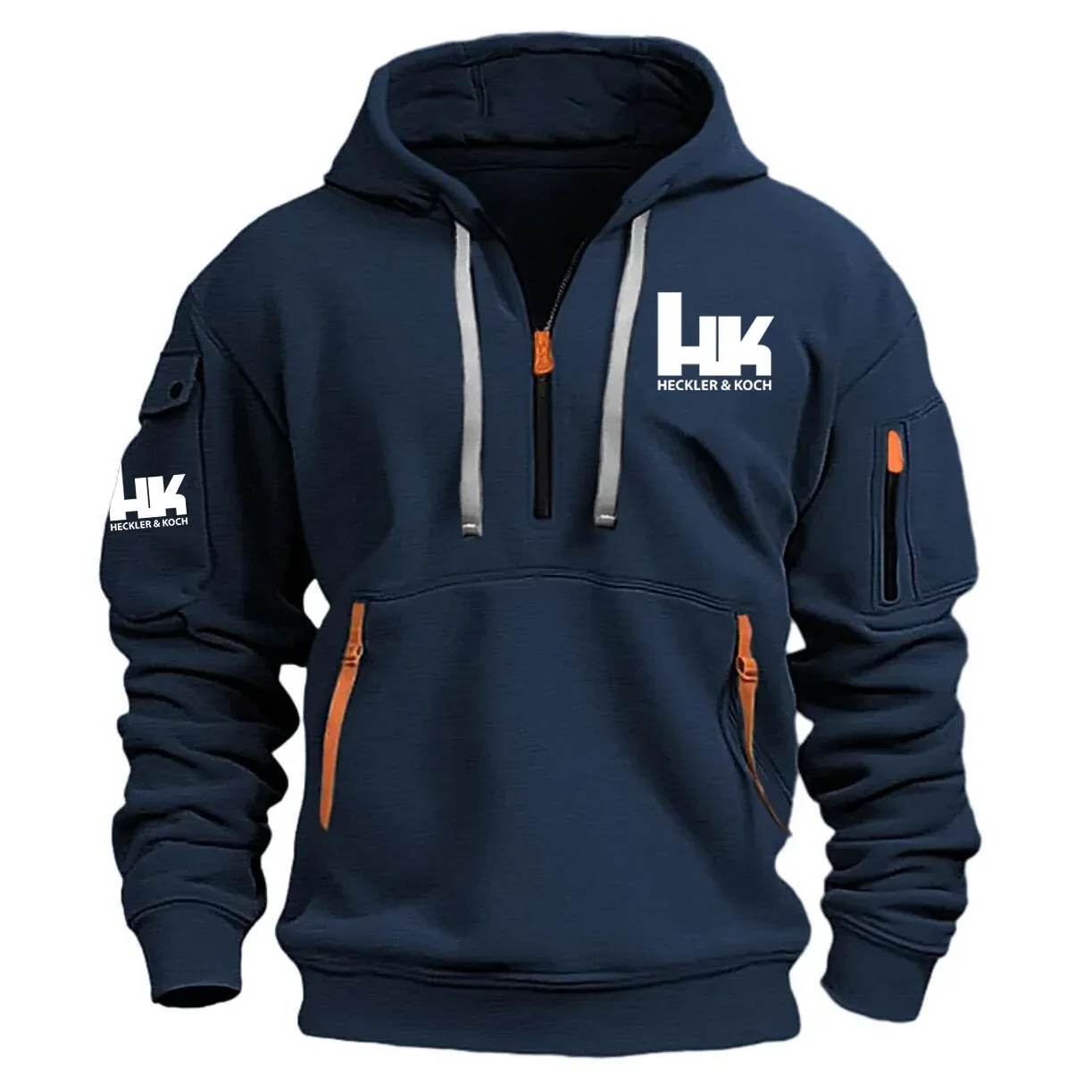 Heckler & Koch Exclusive Logo Long Sleeve Half-Zip Hoodie Sweatshirt with Arm Pocket HNT2511HKZ