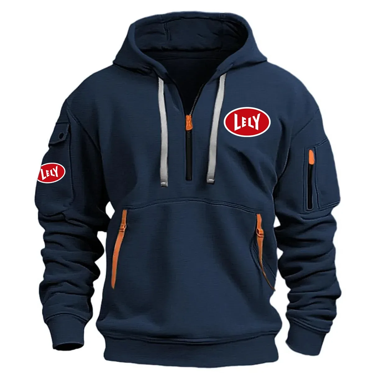 Lely Exclusive Logo Long Sleeve Half-Zip Hoodie Sweatshirt with Arm Pocket HNT1124LLZ