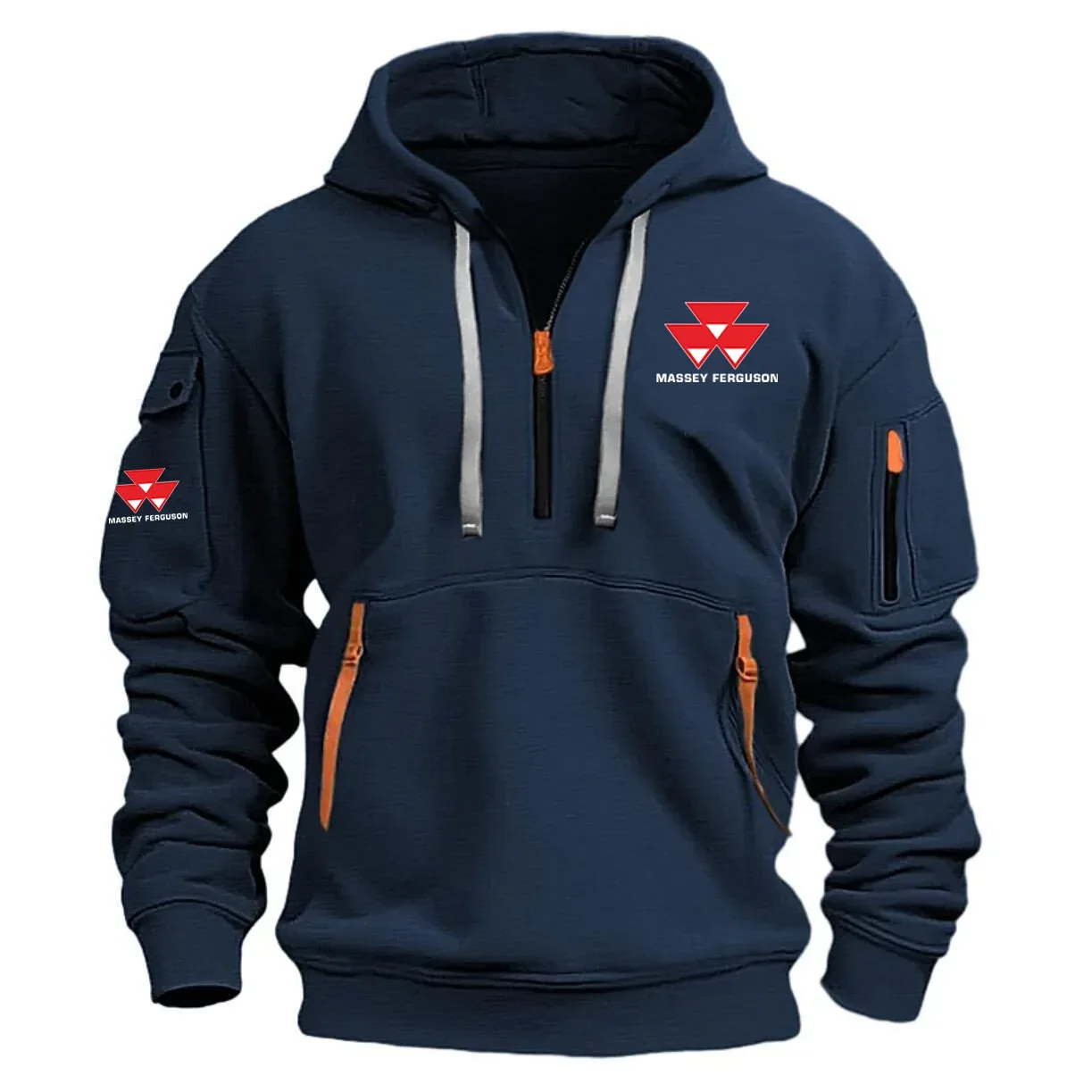 Massey Ferguson Exclusive Logo Long Sleeve Half-Zip Hoodie Sweatshirt with Arm Pocket HNT1124MFZ