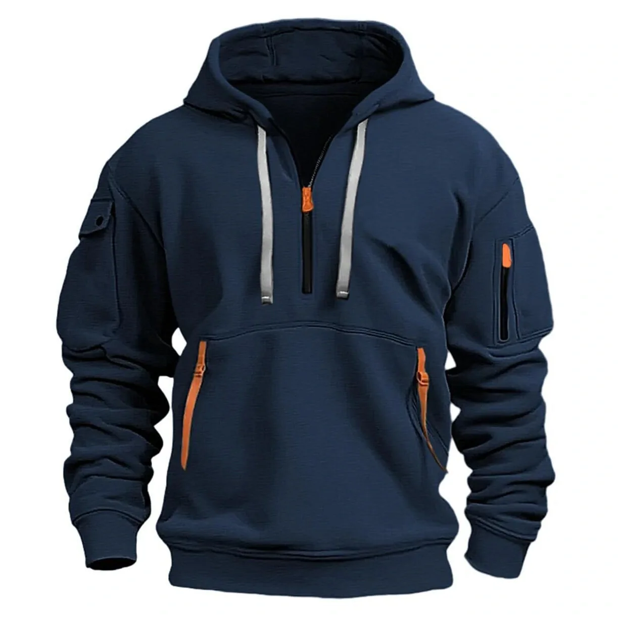 New Release Long Sleeve Half-Zip Hoodie Sweatshirt with Arm Pocket HCAH11501ZZZ