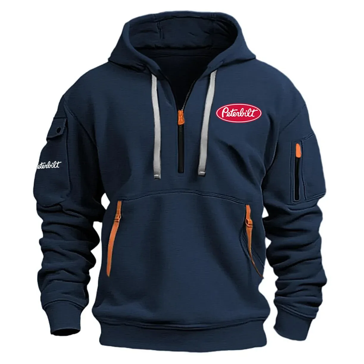 Peterbilt Exclusive Logo Long Sleeve Half-Zip Hoodie Sweatshirt with Arm Pocket HNT1124PTZ