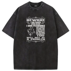 Beware Ride Horses Washed Tshirts