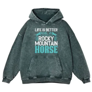 Like Is Better With A Rocky Mountain Horse Gift Love Horse Washed Pullover Hoodie