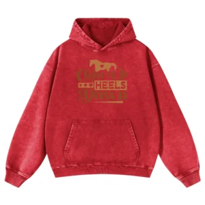 Chin Up Heels Down Gift Love Horse Washed Pullover Hoodie
