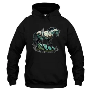 Horse Loves Forest Colorful Hoodie