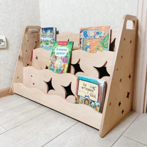 Handcrafted Wooden Bookshelf Star Design for Independent Learners