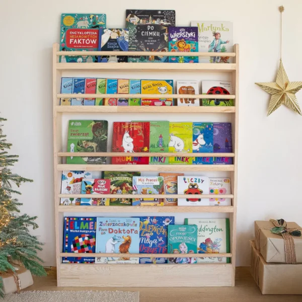 Slim Solid Pine Montessori Wall Bookshelf - Maximize Play Space