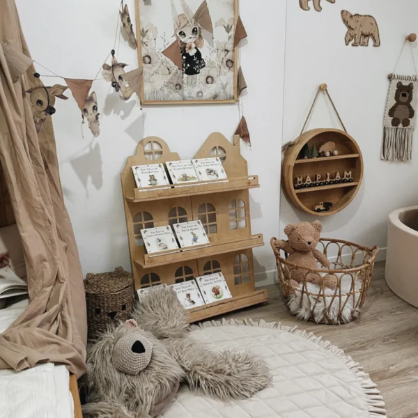 Whimsical House-Shaped Montessori Bookshelf - Spark Independence