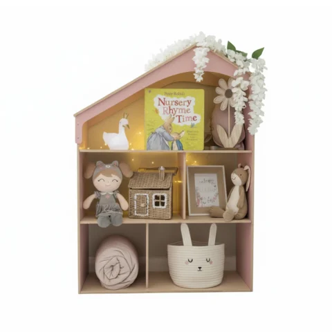 3-Story Dollhouse Bookshelf - Independent Play & Reading