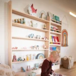 Slim Solid Pine Montessori Wall Bookshelf - Maximize Play Space