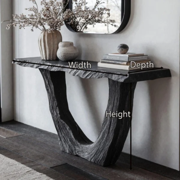Architectural Sculptural Console Table Premium Solid Monkey Pod Wood