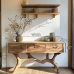 Artisan Console Table with Storage Drawers & Sculptural Base