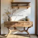 Artisan Console Table with Storage Drawers & Sculptural Base