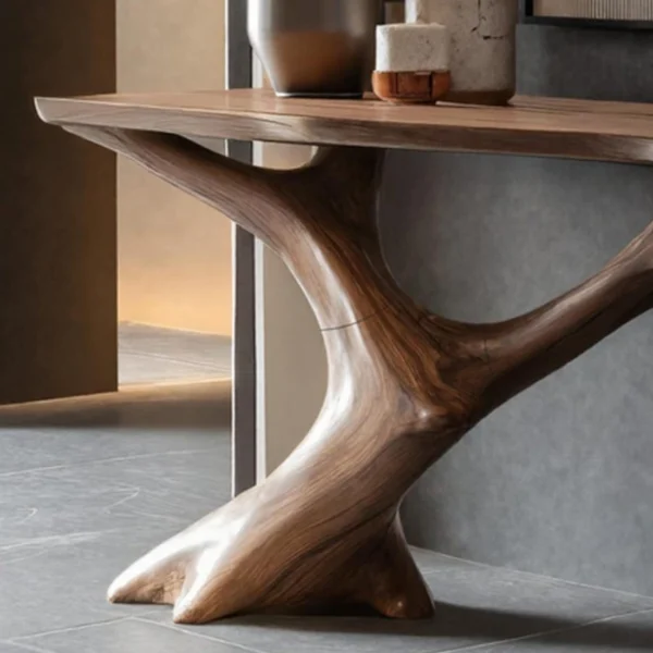 Artisan Sculptural Console Table with Floating Drawer Storage