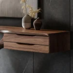 Artisan Sculptural Console Table with Floating Drawer Storage