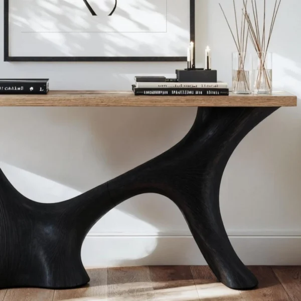 Exquisite Handcrafted Natural Wood Console Table