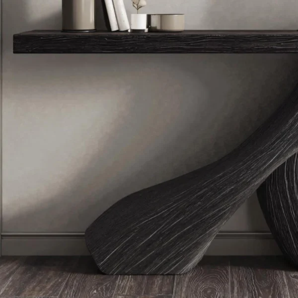 Gallery-Quality Sculptural Console Table in Solid Monkey Pod Wood