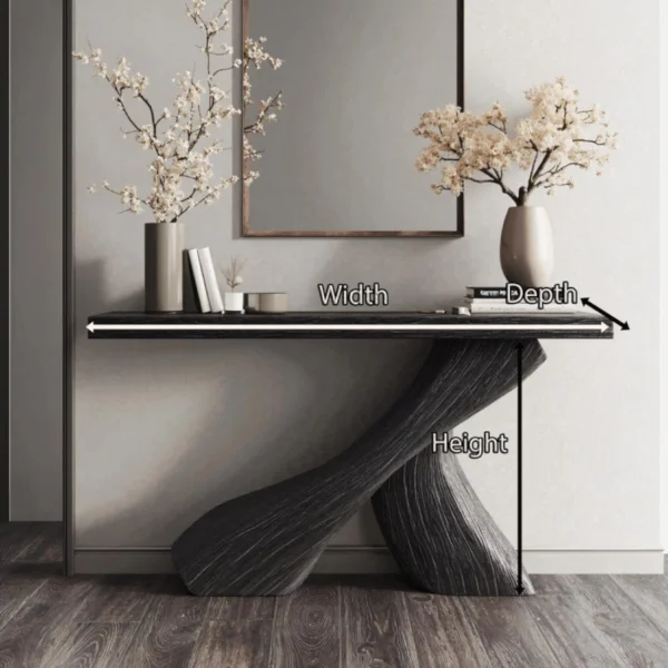 Gallery-Quality Sculptural Console Table in Solid Monkey Pod Wood