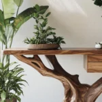 Handcrafted Console Table with Organic Form & Storage - Rooted Design
