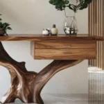 Handcrafted Console Table with Organic Form & Storage - Rooted Design