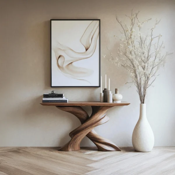 Handcrafted Intertwined Helix Console Table