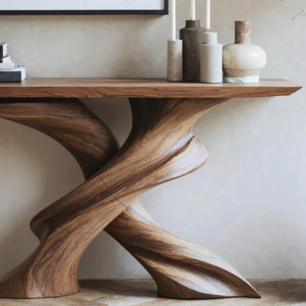 Handcrafted Intertwined Helix Console Table