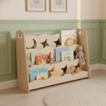 Handcrafted Wooden Bookshelf Star Design for Independent Learners