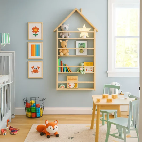 House-Shaped Wooden Wall Shelf - Charming Storage & Decor