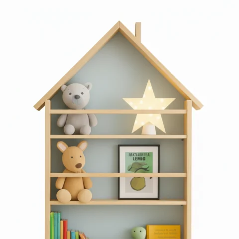 House-Shaped Wooden Wall Shelf2