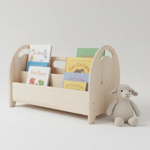 Montessori Birchwood Front-Facing Bookshelf2