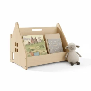 Montessori Mobile Bookshelf with House Design