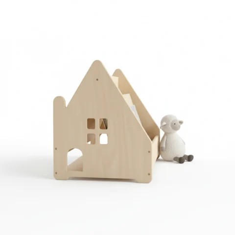 Montessori Mobile Bookshelf with House Design2