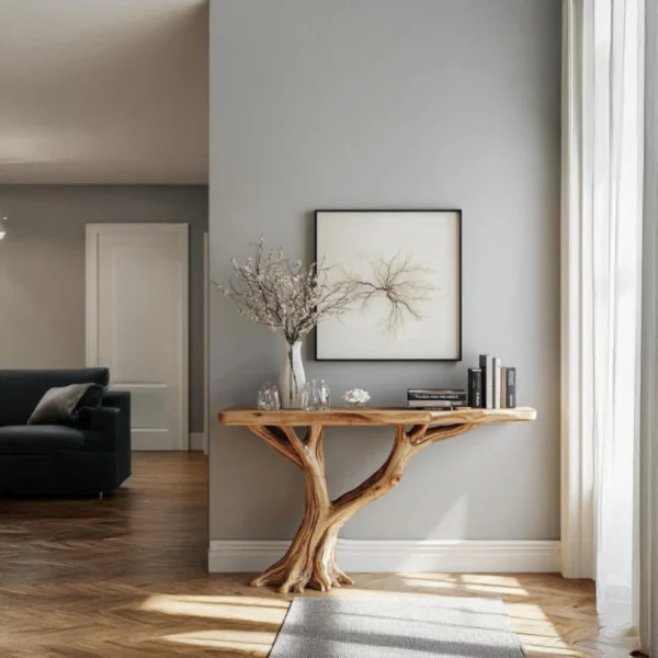 Natural Wood Console with Storage for Entryway And Living Spaces