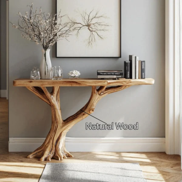 Natural Wood Console with Storage for Entryway And Living Spaces
