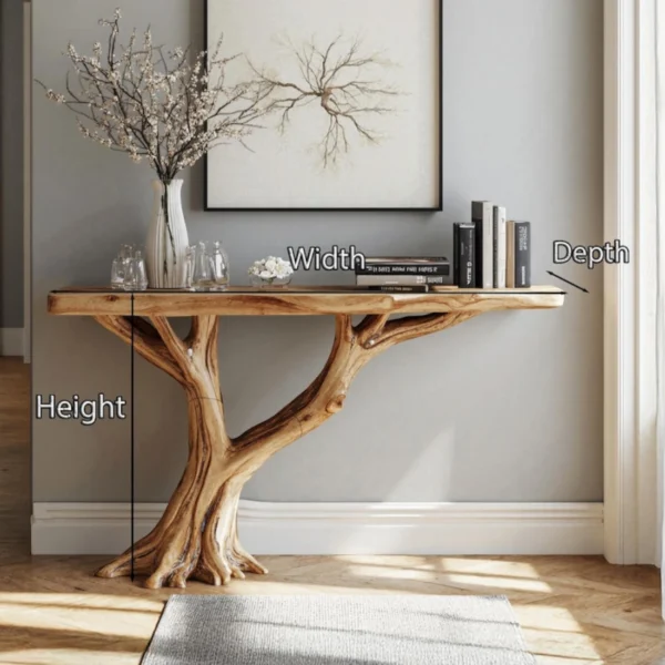 Natural Wood Console with Storage for Entryway And Living Spaces