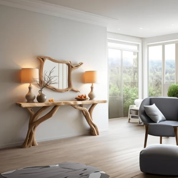 Organic Branch Console Table – Artisan-Made Reclaimed Wood Hallway Accent