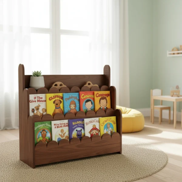 Scalloped 3-Tier Montessori Bookshelf - Elegant & Independent Reading